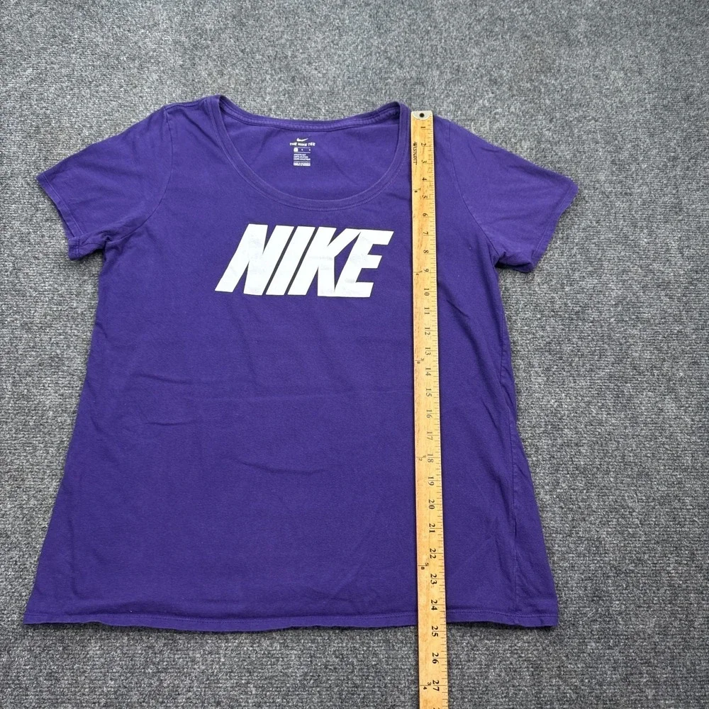 Nike Tee Shirt Top Womens Size Large Purple Center Logo Cotton‎ Athleisure